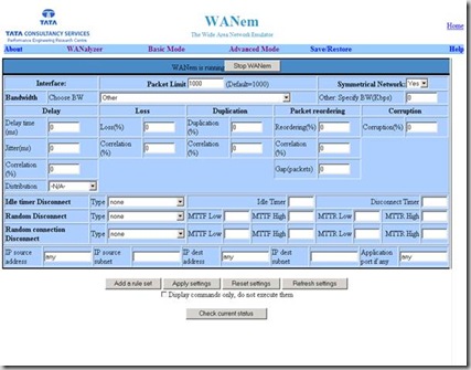 WANEm Web Console in Advanced Mode